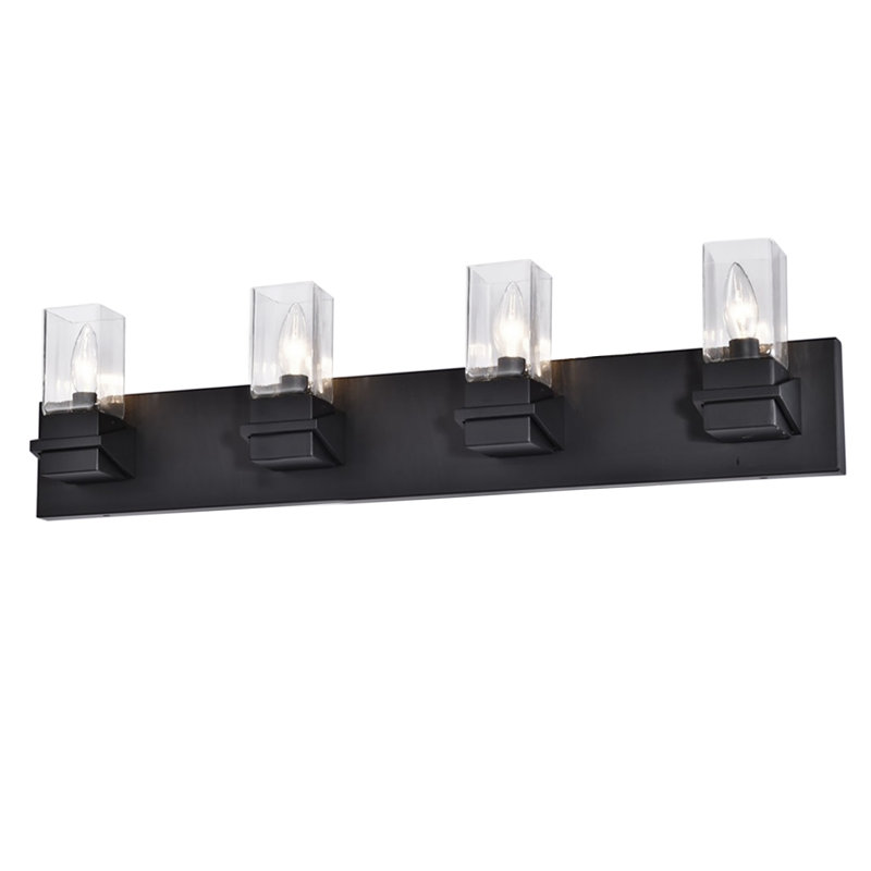 Éclairage pour meuble-lavabo à 4 lumières à intensité variable Kilo, Noir mat