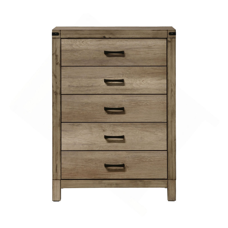 Meubles rustiques en bois massif de 1 chambre à coucher avec commode à cinq tiroirs 1Pc