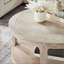 Grande table basse ronde en bois à 2 niveaux avec roulettes