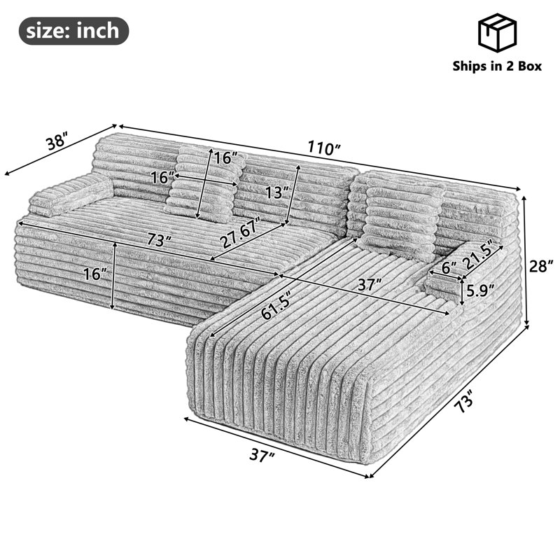 Canapé modulaire réversible 110,02 po pour salon, Fausse fourrure beige