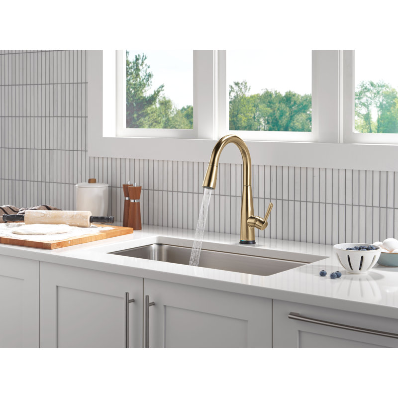 Essa Touchless Kitchen Faucet with Touch Technology, Brushed Gold Kitchen Sink Faucet with Pull Down Sprayer, Single Hole, Champagne Bronze