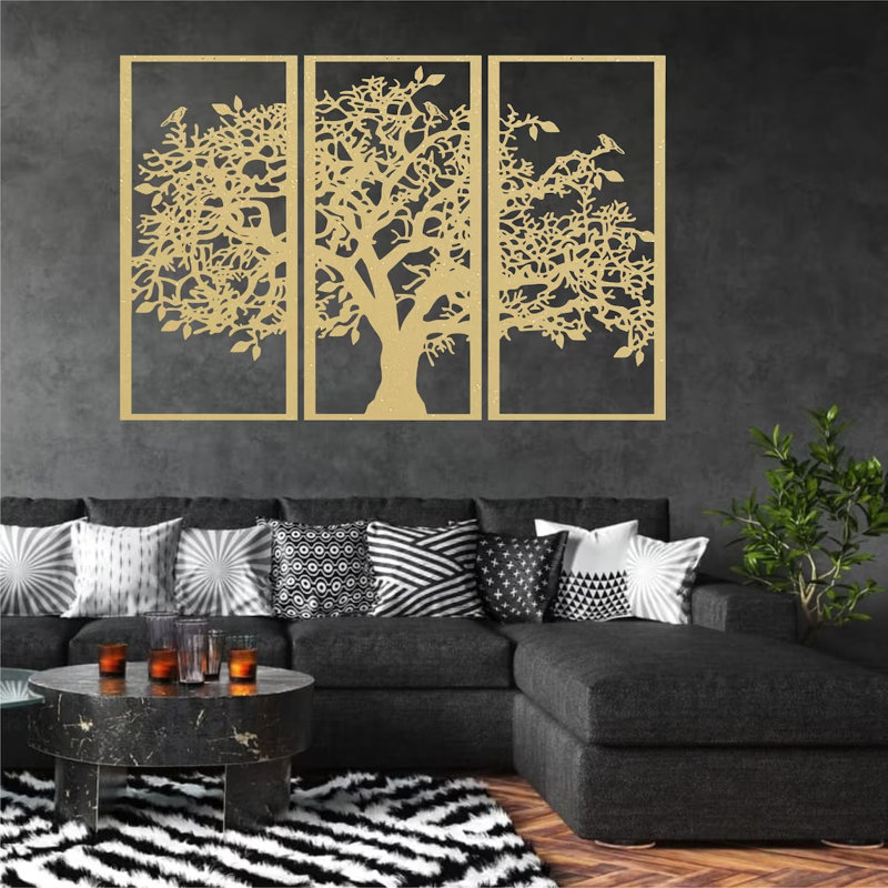 Moriann Traditional Wall Decor on Metal, 110cm H x 75cm W, Gold