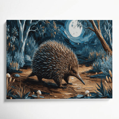 Faune Echidna, art mural sur toile noire