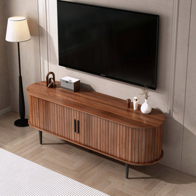 Console de télévision moderne avec porte coulissante et compartiment de rangement