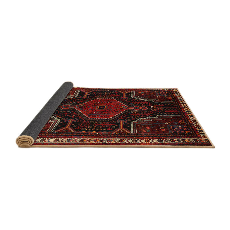 Tapis traditionnel mehroon/noir/crème Fitzsimons, Rond 4 pi