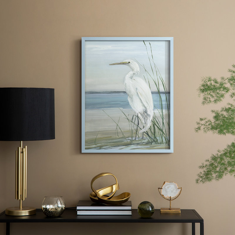 Summertime Heron II, reproduction encadrée - bois massif, H 30 po x l 24 po, Bleu