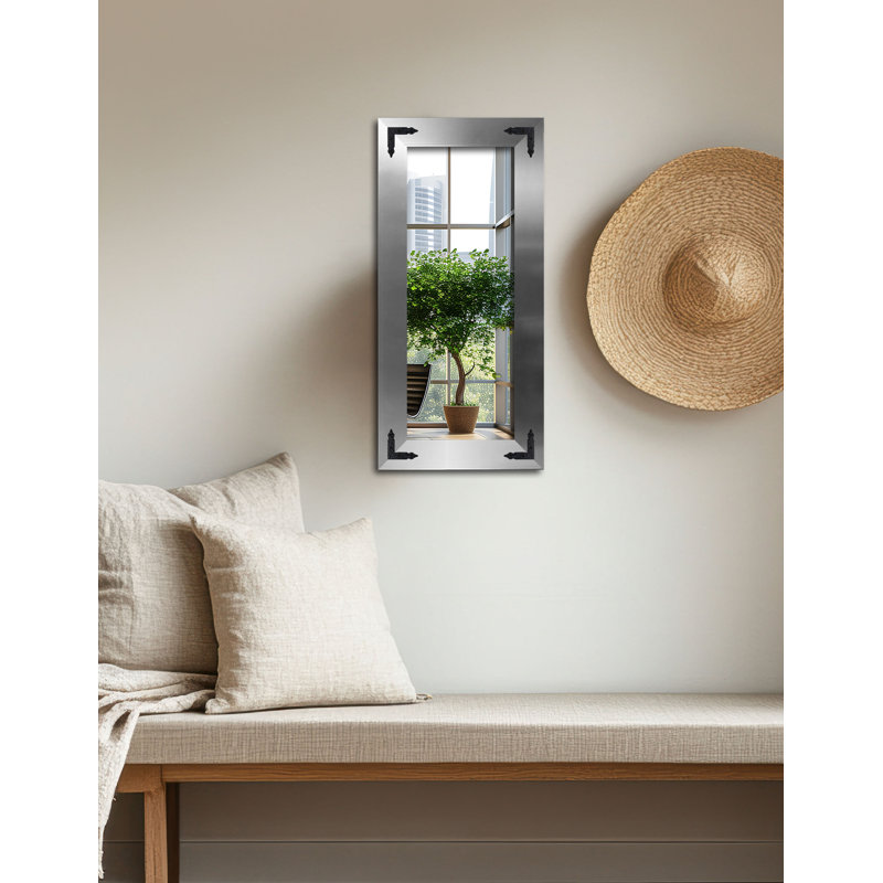 Heavner Flat Wall Mirror, 30" H x 24" W, Silver