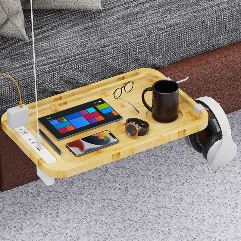 Bedside Shelf With USB Charging Port - Cup Holder, And AC Outlet...