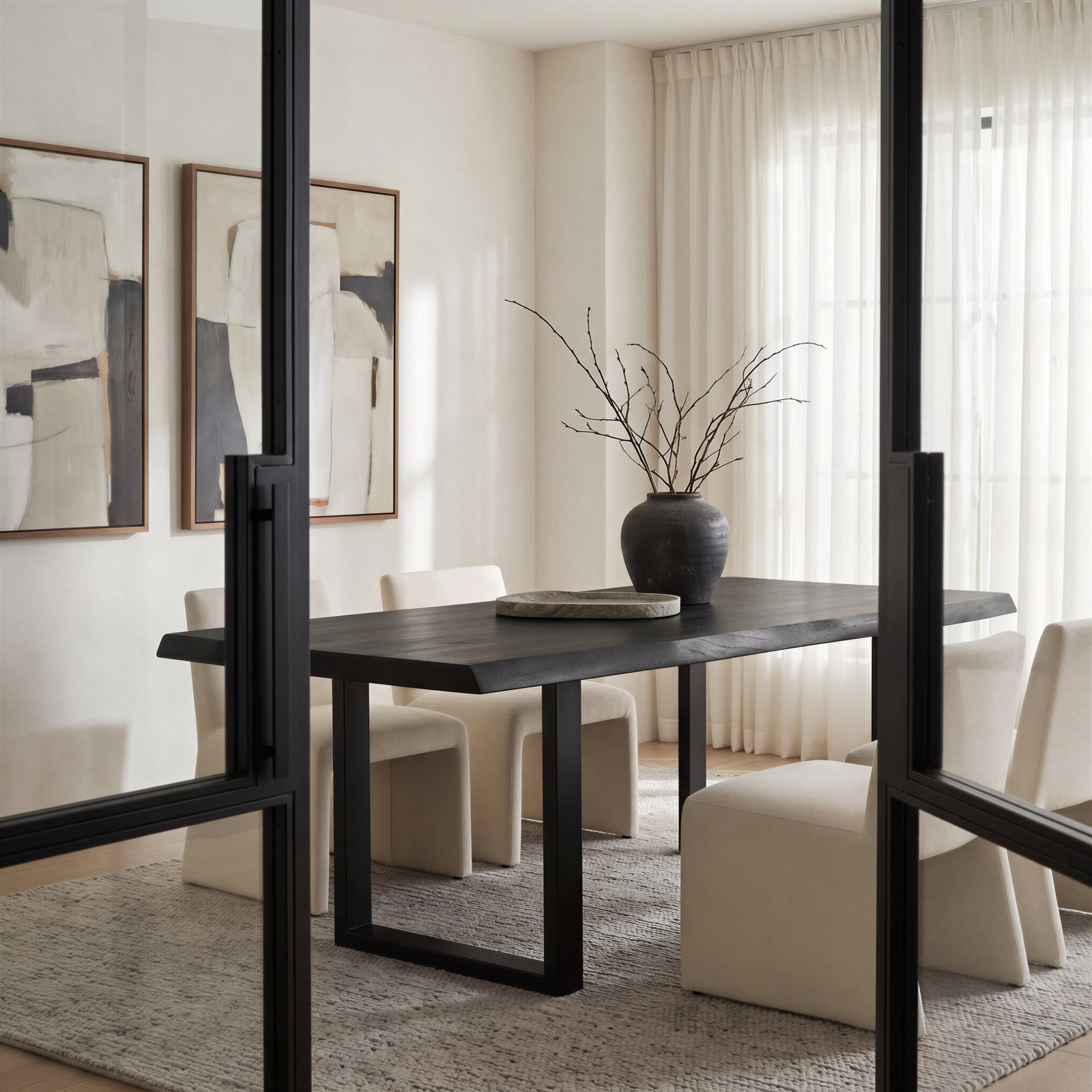 Colin Acacia Dining Table, 29.75"H x 79"L x 40"W, Ebonized, Black