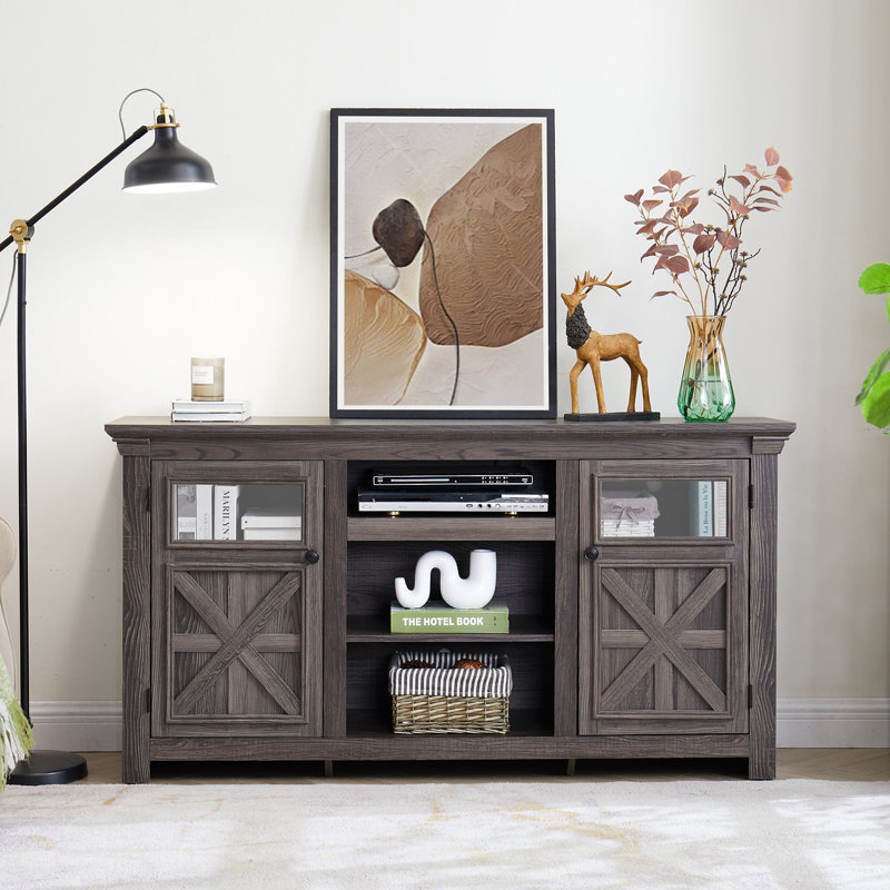 2 Doors Cabinet, Farmhouse Cabinet, Farmhouse Tv Stand, Modern Farmhouse Tv Media Stand, Gray