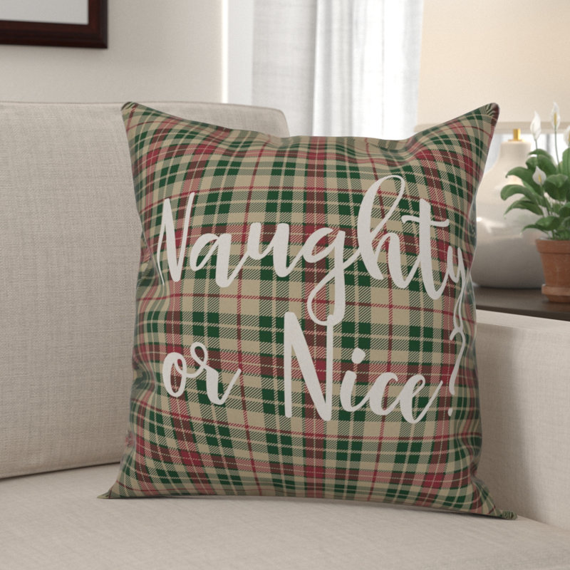  Coussin Naughty or Nice in Tartan, Housse de coussin