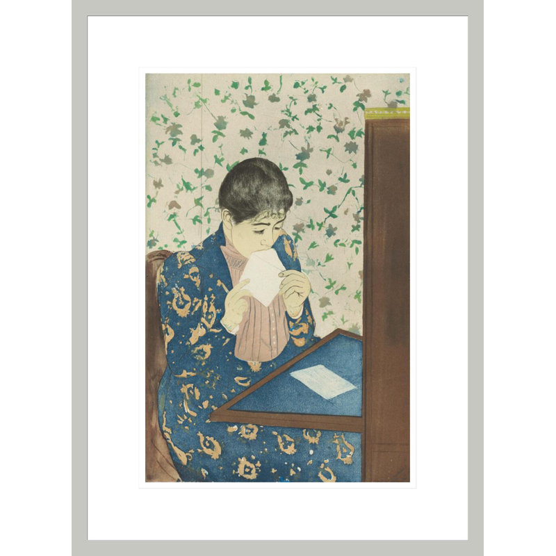 La lettre par Mary Cassatt - Impression sur toile, H 21,75 po x l 16,12 po