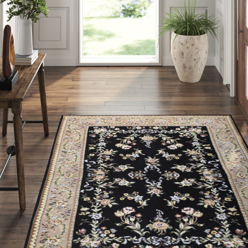 Hand-Knotted High-Quality Wine and Black Area Rug