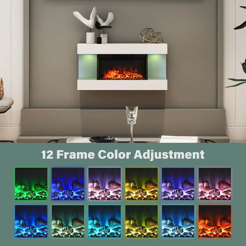 17 Stories White Electric Fireplace with 5000 BTU, 42cm H x 82cm W x 20.5cm D