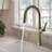 17.71" Solid Brass Single Hole Single Handle Pull Down Kitchen Faucet-90605586