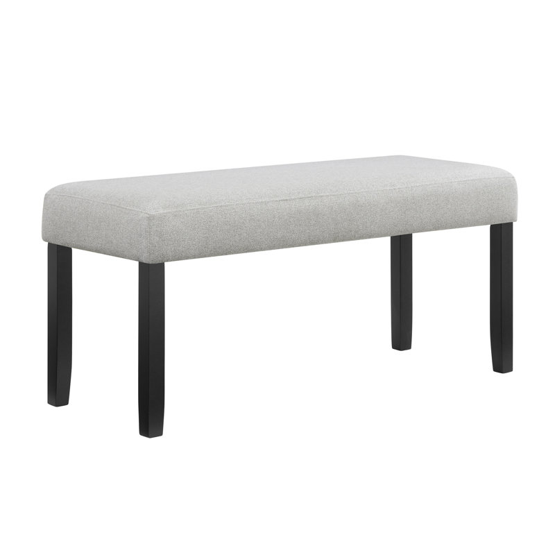 1Pc Light Gray Upholstered Bench Soft Neutral Tone Dark Finish Legs Wooden Dining Room Furniture