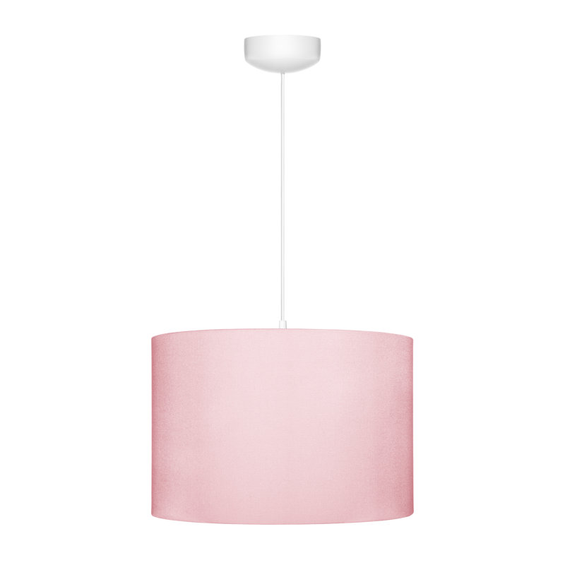 Hussey 1 - Light White Drum Pendant, Pink