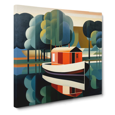 Boat On A Lake Bauhaus - Wrapped Canvas