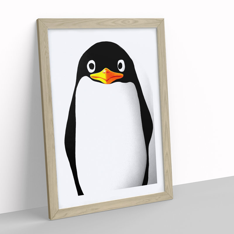 Spectacular Penguin - Single Picture Frame Painting, 46cm H x 34cm W x 2cm D, Oak