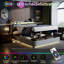 Modern Velvet Upholstered Ottoman Bed With Surround LED Lights & Storage Headboard, European Double & King Size Frame With USB-C Port, Grey & Beige-1781166788-1781023112