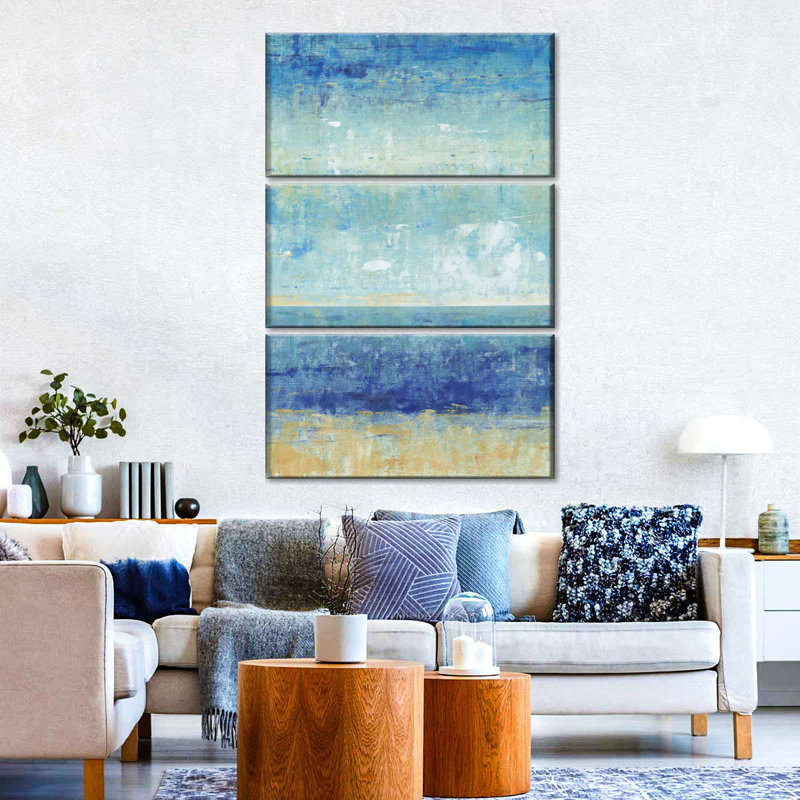 «Abstract Landscape Beach Horizon II», reproduction sur toile 3 pièces, H 74 po x l 48 po x P 1,25 po