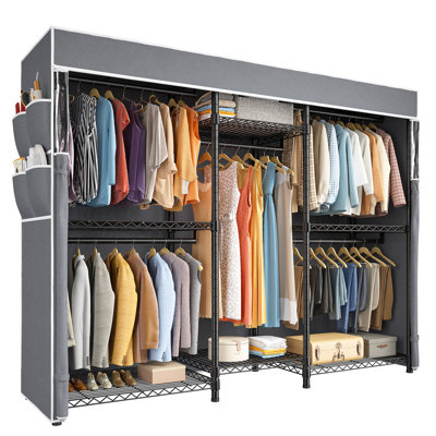 Ahlstrom 77" H Clothes Rack Load 900LBS,Garment Closet with Wire Shelf for Bedroom