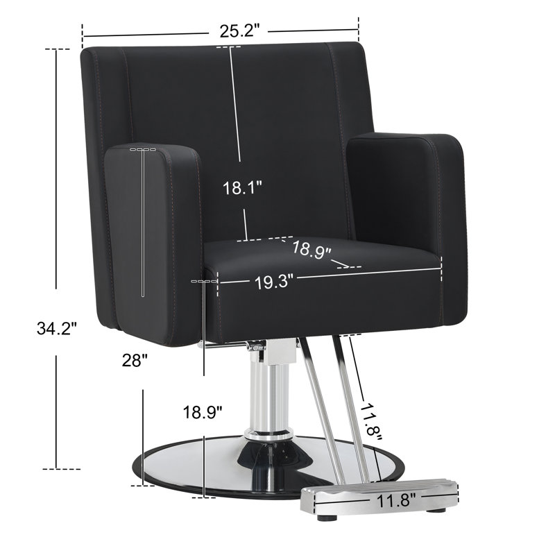 Fauteuil de coiffeur hydraulique pour coiffeur, fauteuil de coiffeur en similicuir, Noir