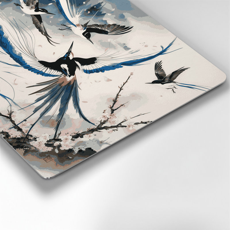 Art mural en métal oiseaux, paradis asiatique, H 20 po x l 24 po