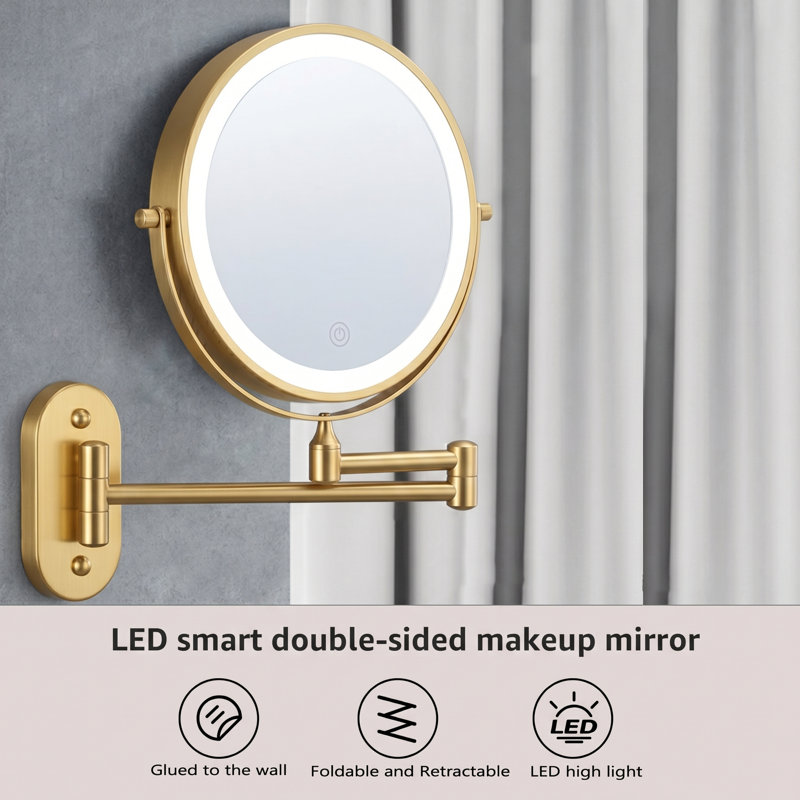 Miroir de maquillage à DEL, 10, Gold