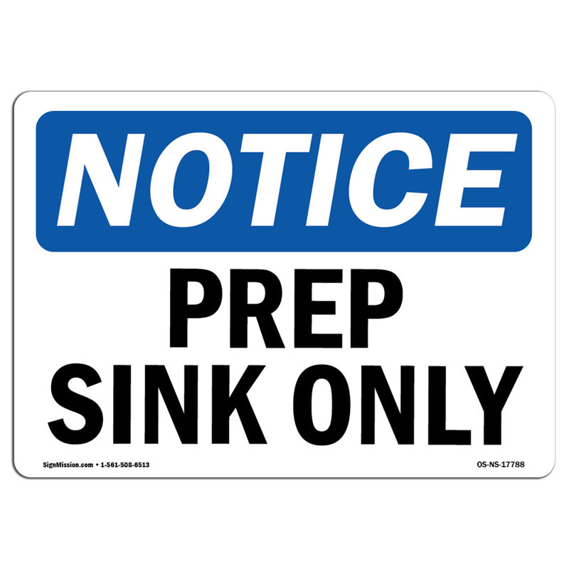 Prep Sink Only Sign
