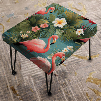 Flamingo Paradise Tropical Pattern - Tropical Rectangle Ottoman