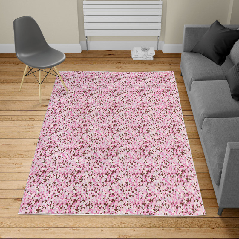 Tapis rose pêche / bourgogne, Rectangle 5 pi 3 po x 7 pi 6 po