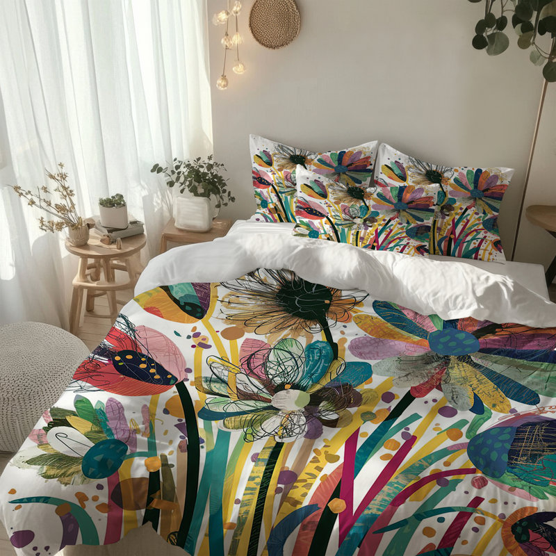 Wildflower Floral Comforter Set, King Comforter + 2 King Pillow Shams