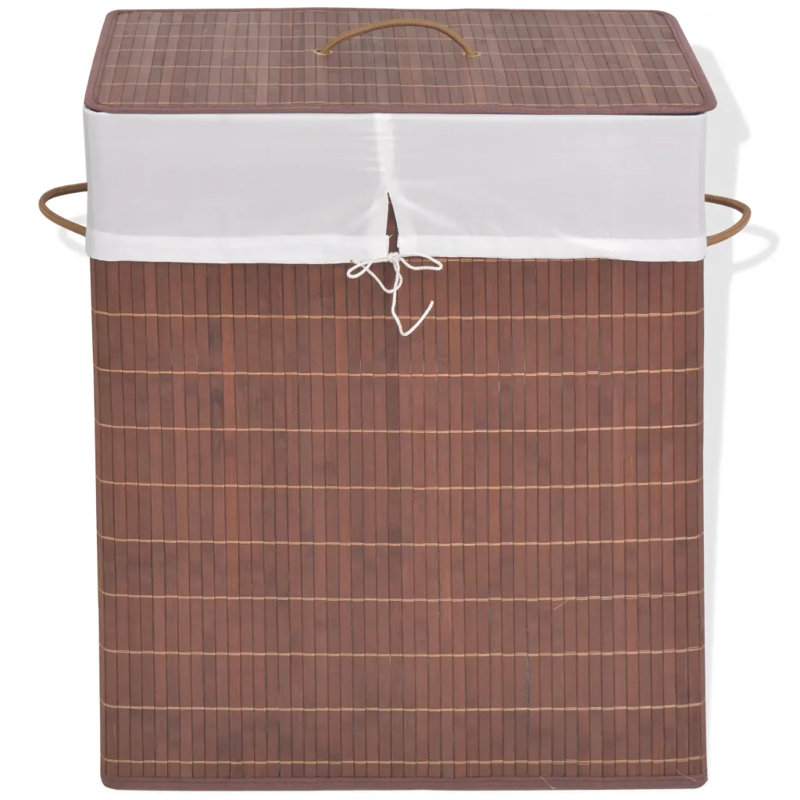 Bay Isle Home Bamboo Laundry Bin, Brown, Rectangular, 60cm H x 52cm W x 32cm D