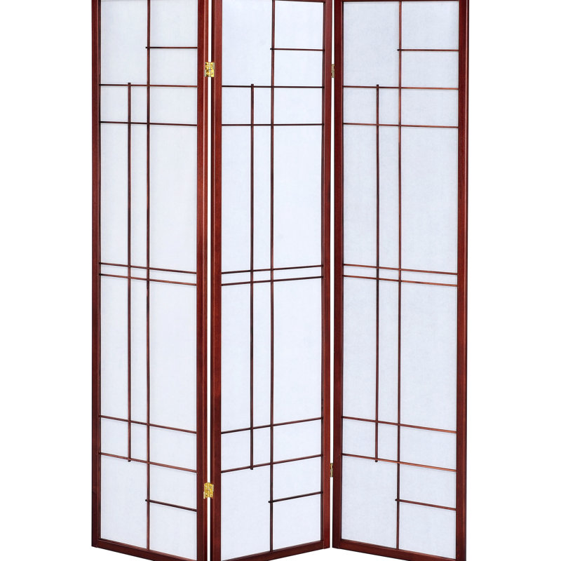 Paravent à 3 panneaux pour cloison de chambre en blanc brun rouge classique, construction, 68,87 pouces de hauteur avec une touche élégante de vraies couleurs, tissu et bois d'hévéa, un style chaleureux