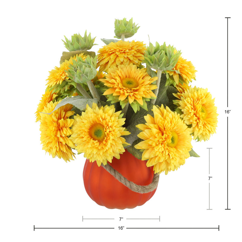 Sunflower Fall Arrangement in a Glass Pumpkin Vase