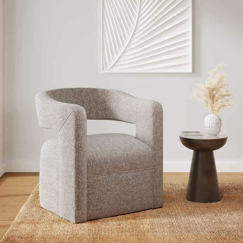 Cascia 30" W Polyester Swivel Barrel Chair, Chocolate