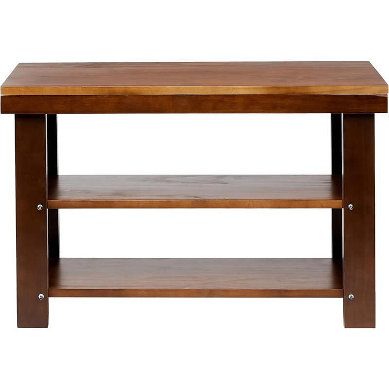 Solid Pine Wood Entryway Shoe Rack Bench, Espresso