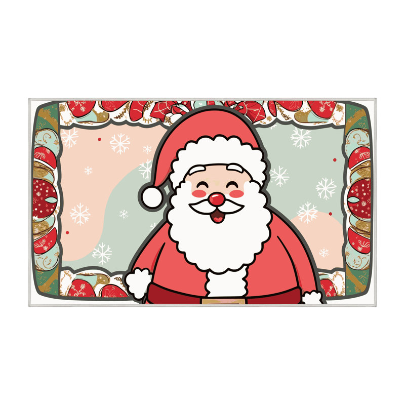 Tapis de vacances d'hiver de Noël lavable The Holiday Aisle®, Rectangulaire 2 pi x 3 pi