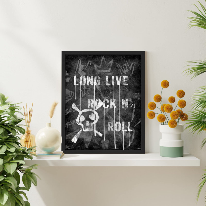 «Rock Life Live Rock», H 10 po x l 8 po, Noir