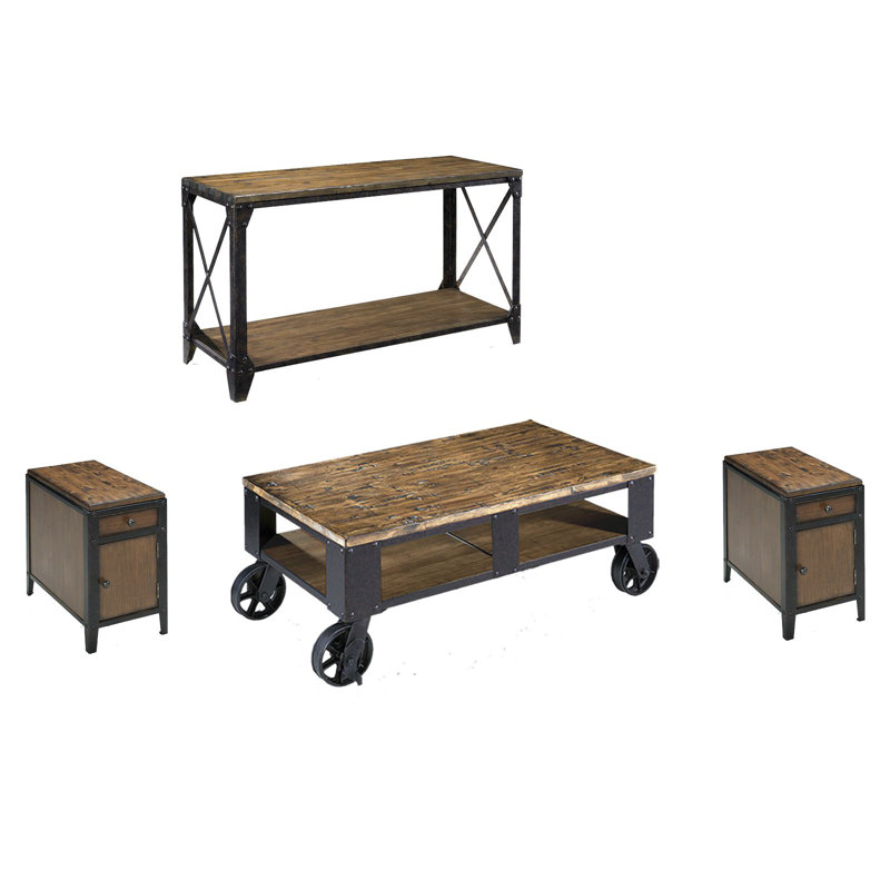 Addison Rectangular 2 Braking Casters Cocktail Table With 2 Chairside Door End Table And Sofa Table