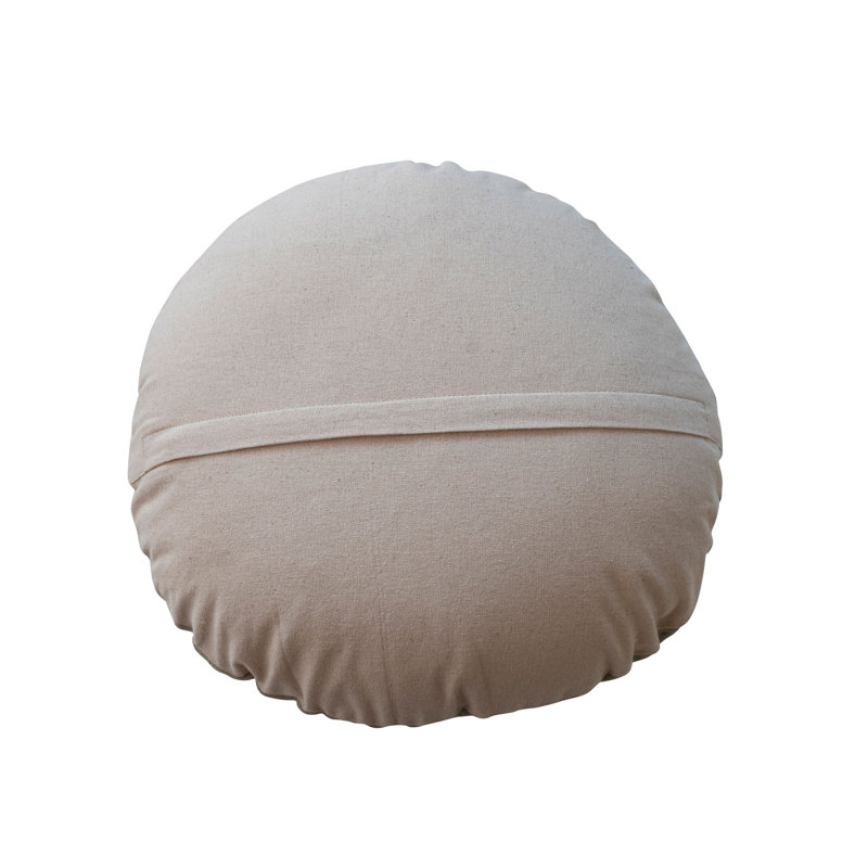 Multicolor Round Cotton Embroidered Snowflake Pillow with Beads