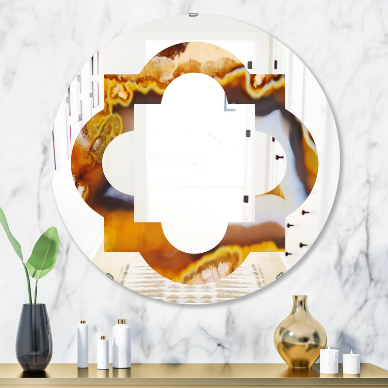 Miroir mural moderne sans cadre quadrilobe agate, 23,6 po x 23,6 po