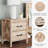 Mid-Century Modern 2 Drawer Nightstand With Chevron Pattern, 24.5" Tall, Light Brown
