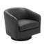 Fauteuil demi-tonneau pivotant en similicuir noir Applewold avec base en bois massif-324737287