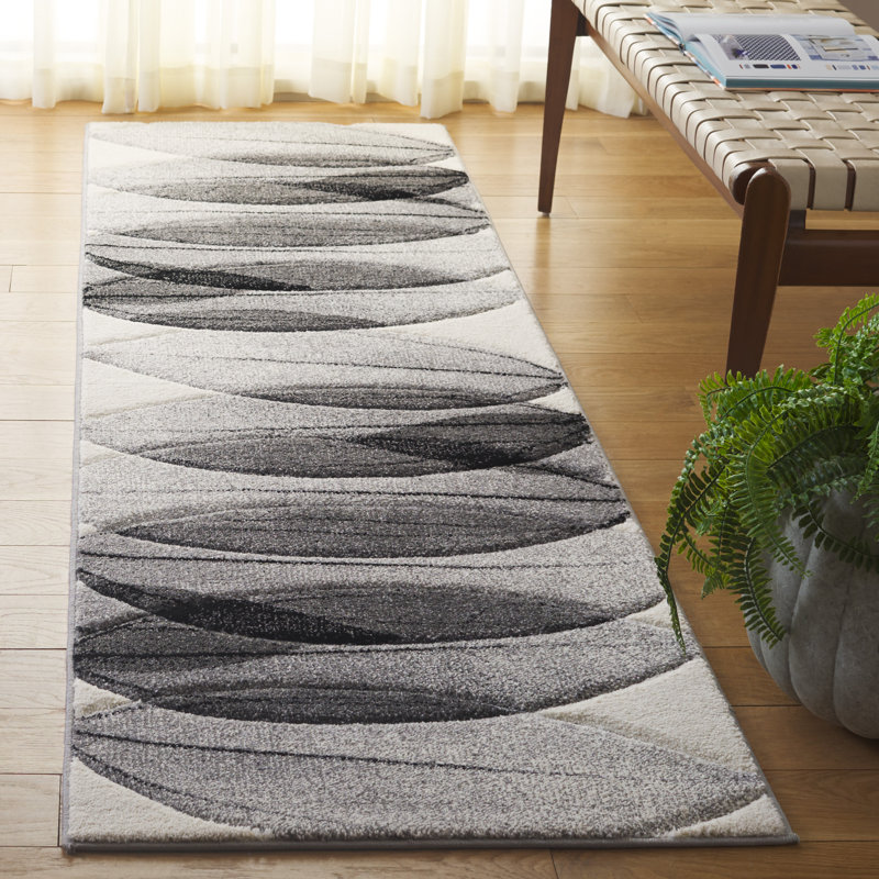 Jeromie Performance Floral Rug, Runner 2'3" x 8', Black/Ivory