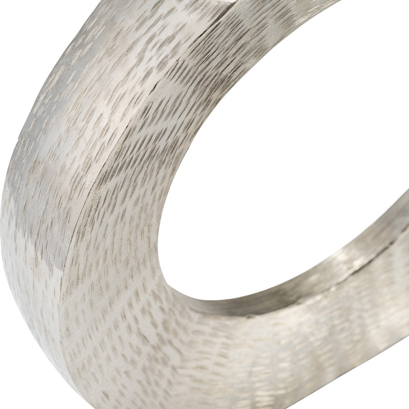 Aluminum Vase with Circular Cut-Out Design and Textured Surface., Silver, 14" H x 15" W x 2.5" D