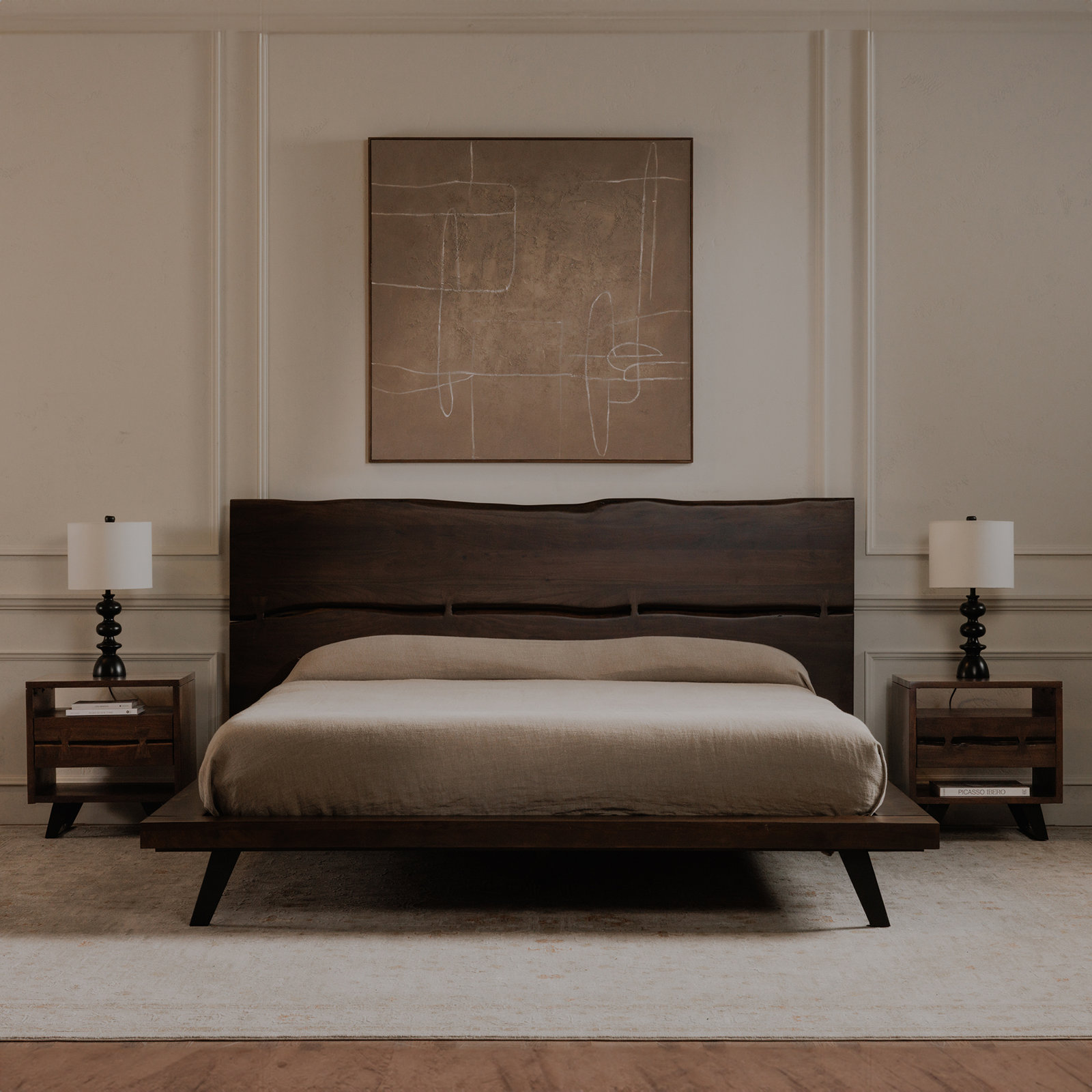 Broughton Solid Wood Bed, King, Dark Brown