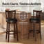 Swivel Upholstered Counter Stool with Solid Wood Frame-508130691