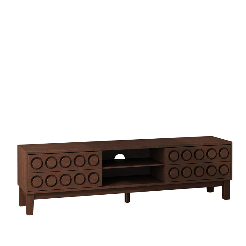 Media Console with 4 Drawers, Entertainment Center with Storage for Living Room and Bedroom, Dark Brown
